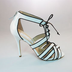 White & Black Sandal by Monique Lhuillier